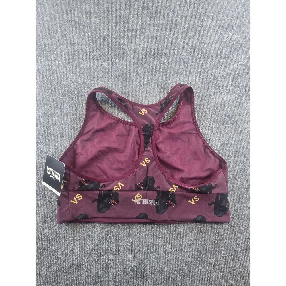 Victoria Sport The Player Racerback Sport Bra XL Maroon Black Panther Crown Logo